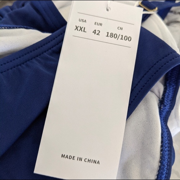 HSIA V-Neck One-Piece Blue Swimsuit Tummy Control Gold Detail Size XXL NEW - Picture 8 of 9